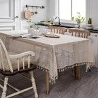 Vintage Lace Hollow Crochet Tablecloth — product in use