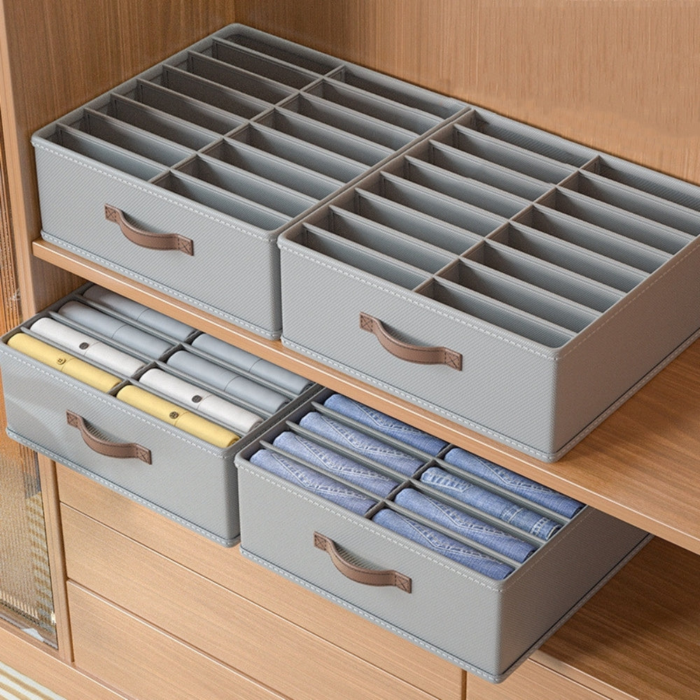 Modern Gray Linen Storage Container — product in use