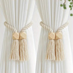 Wooden Bead Tassel Curtain Tie Back | 2Pcs Set — alternate angle view