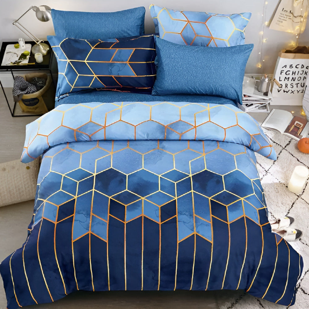 Golden Cosmo Hive | 3pcs Quilt Cover Sets — product in use
