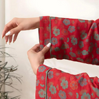 Plum Blossom Soft Cotton Belted Bathrobe — product detail view