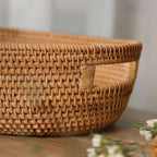Artisanal Woven Rattan Oval Tray — product feature detail
