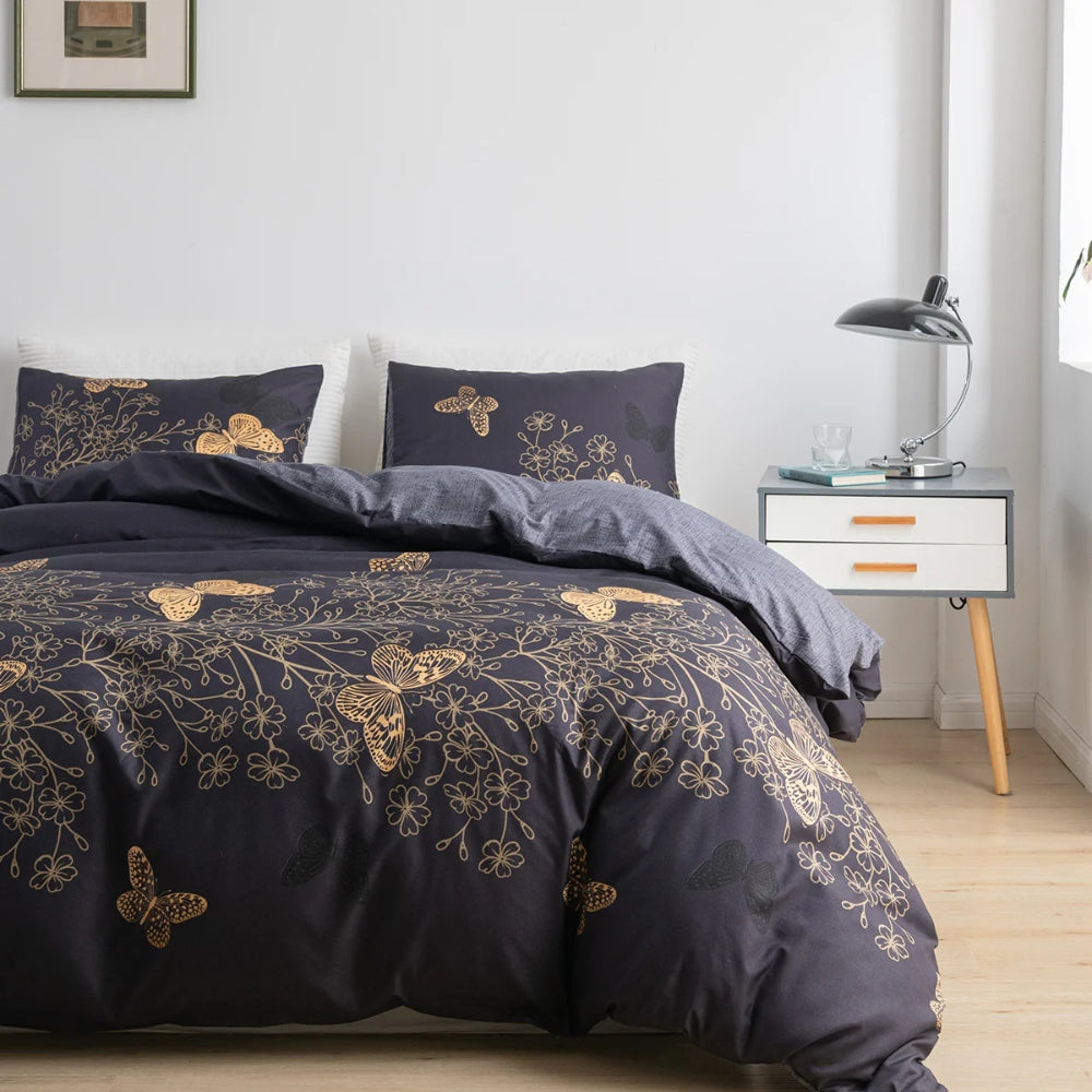 Valora Midnight Butterfly Quilt Cover | 3pcs Set — main product photo