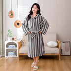 Cloud-Soft Unisex Striped Bathrobe — product close-up