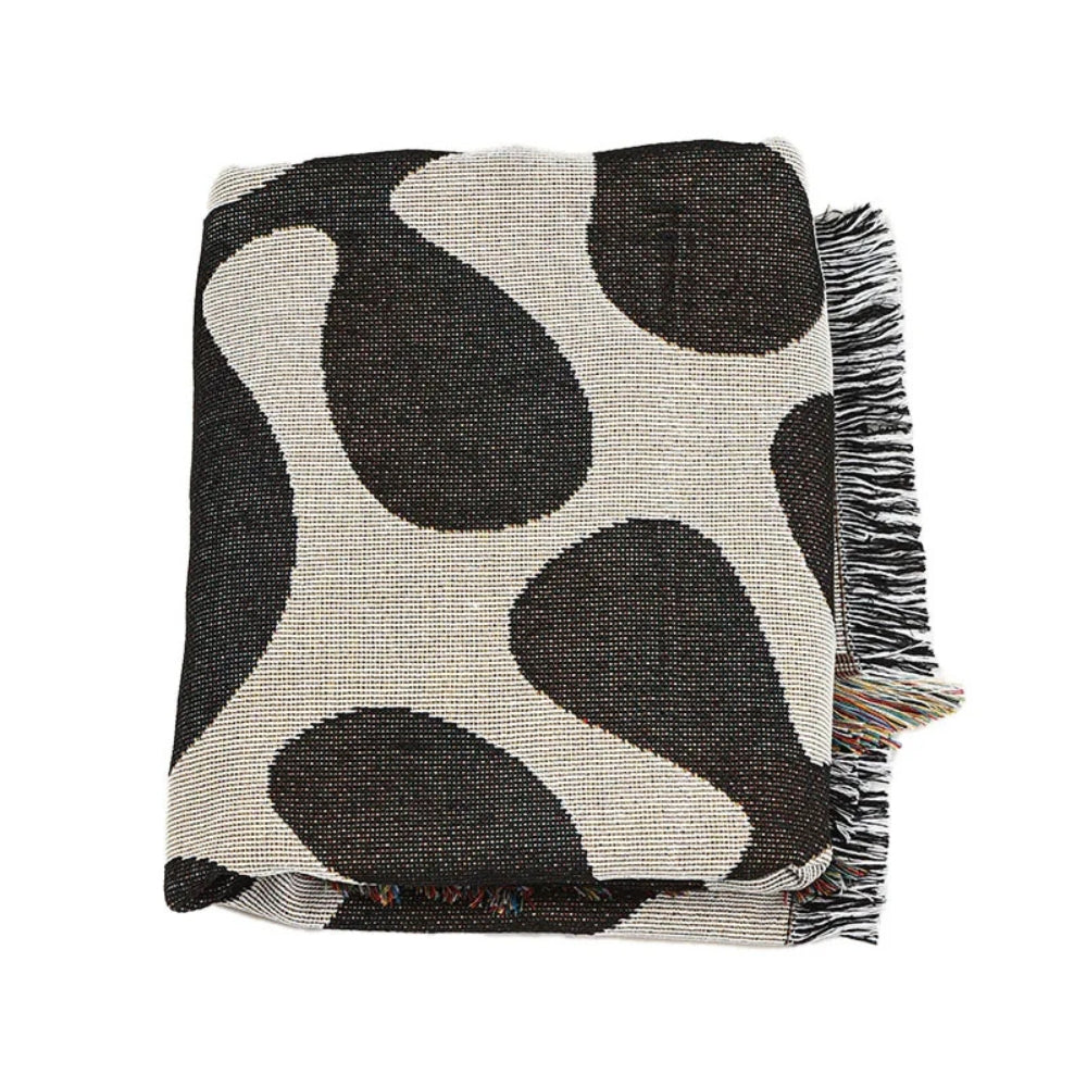 Retro Vine Cotton Woven Throw Blanket — alternate angle view