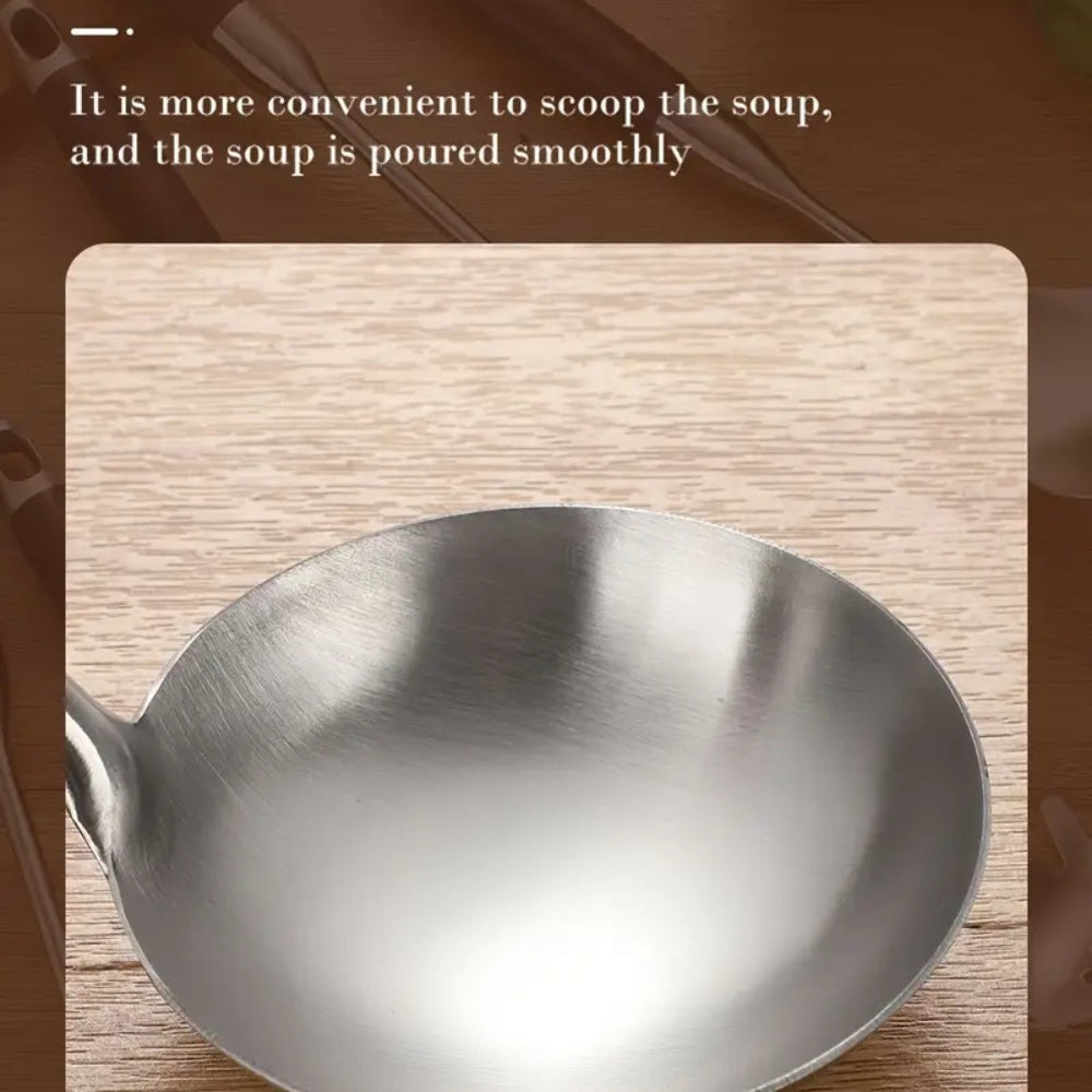 Gleaming Stainless Steel Wooden Utensils | 6Pcs Set — additional view