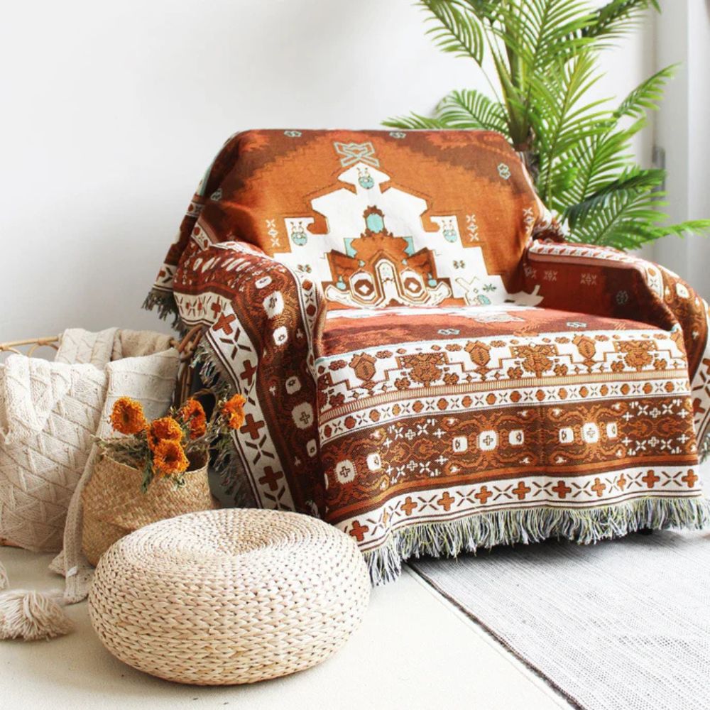 Boho Chic Patterned Throw Blanket — product close-up