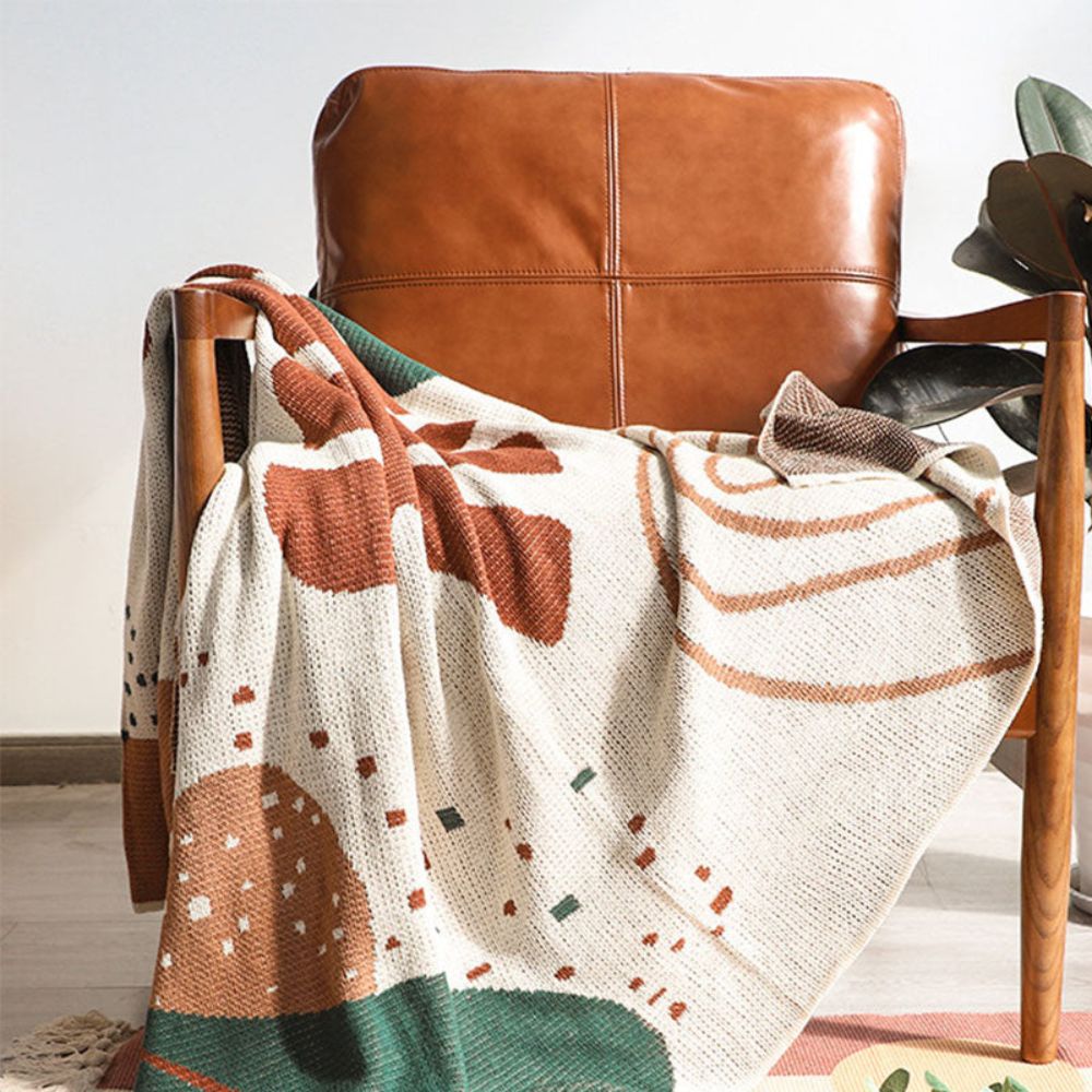 Abstract Style Knitted Throw — product in use