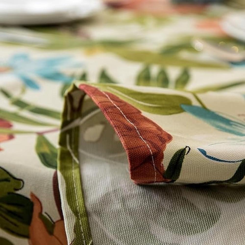 Monstera Leaves Cotton Tablecloth — product detail view