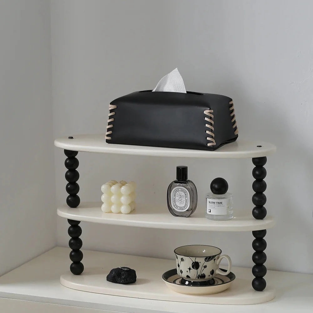 Stitched Leather Tissue Box Holder — product close-up