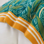 Green Botanical Bloom Cotton Blanket — lifestyle shot