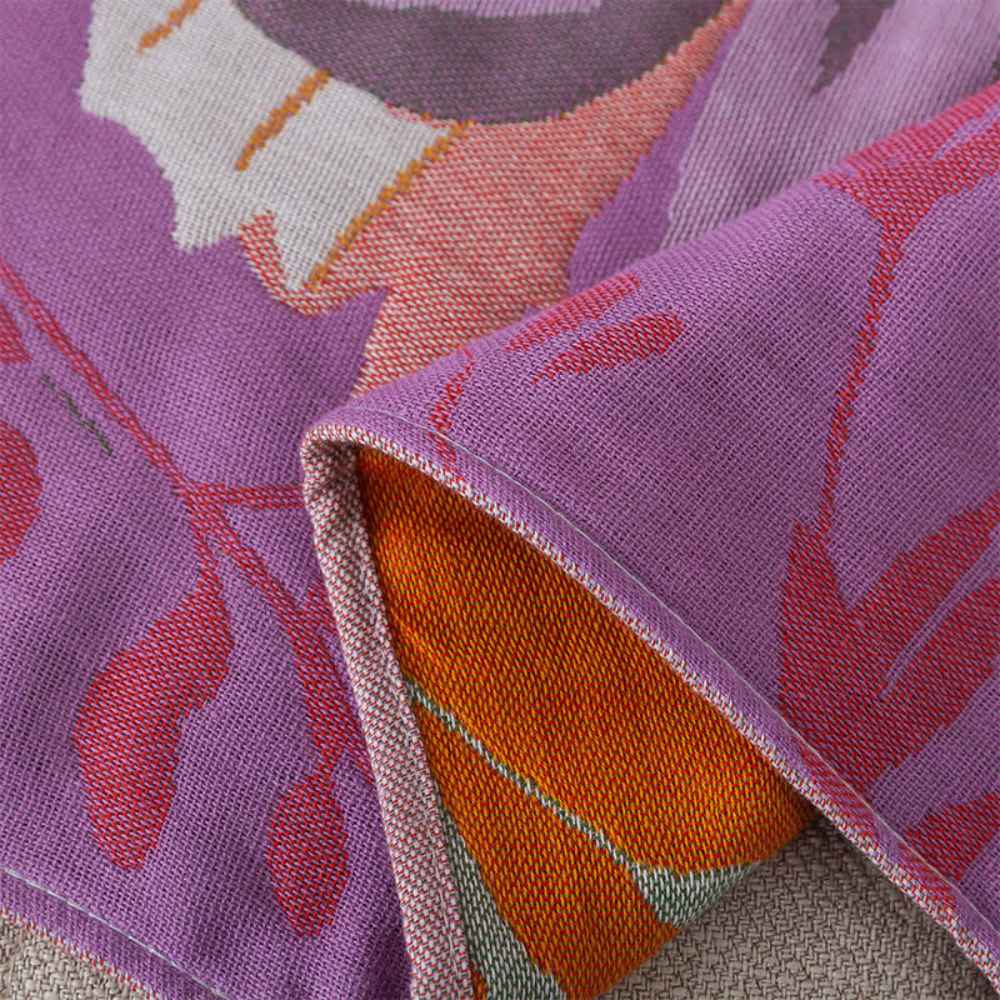 Purple Wildflower Cotton Bath Towel — product detail view