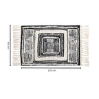 Black and White Geometric Tassel Floor Mat — alternate angle view