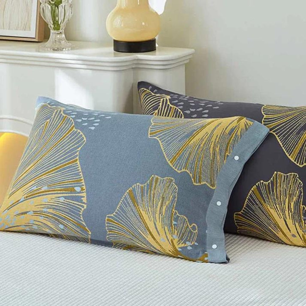 Golden Flora Pure Cotton Pillowcases | Twin Pack — product detail view