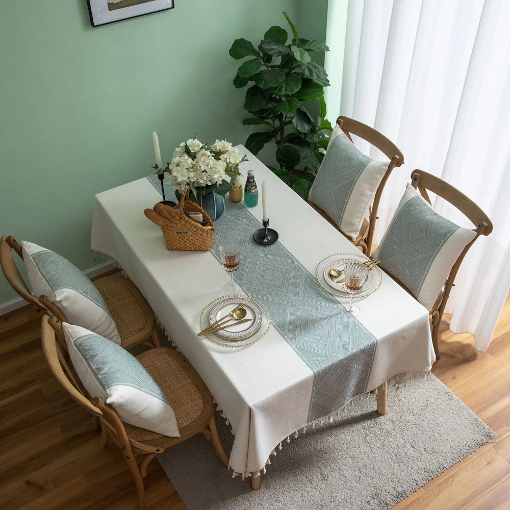 Glisstra Geometric Tassel Tablecloth — lifestyle shot