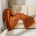 Waffle Weave Cotton Knitted Tassel Blanket — lifestyle shot