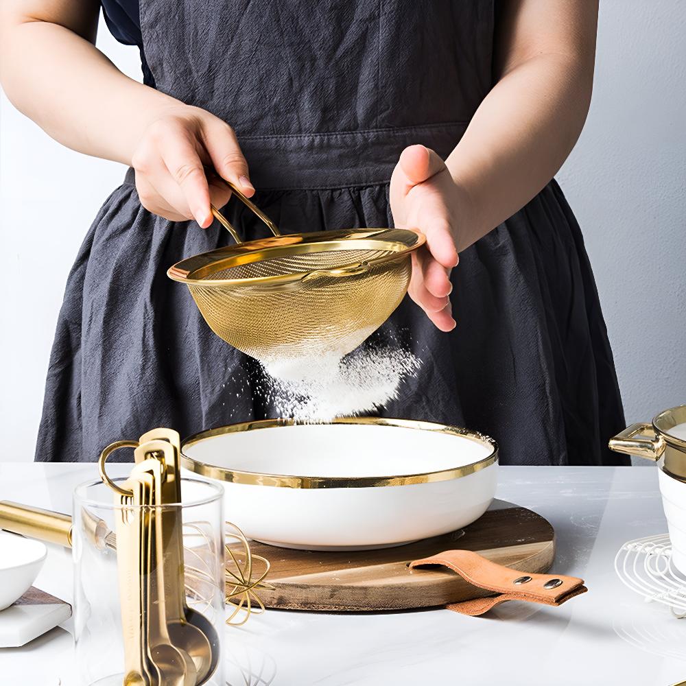 Gold Fine Mesh Strainer — lifestyle shot