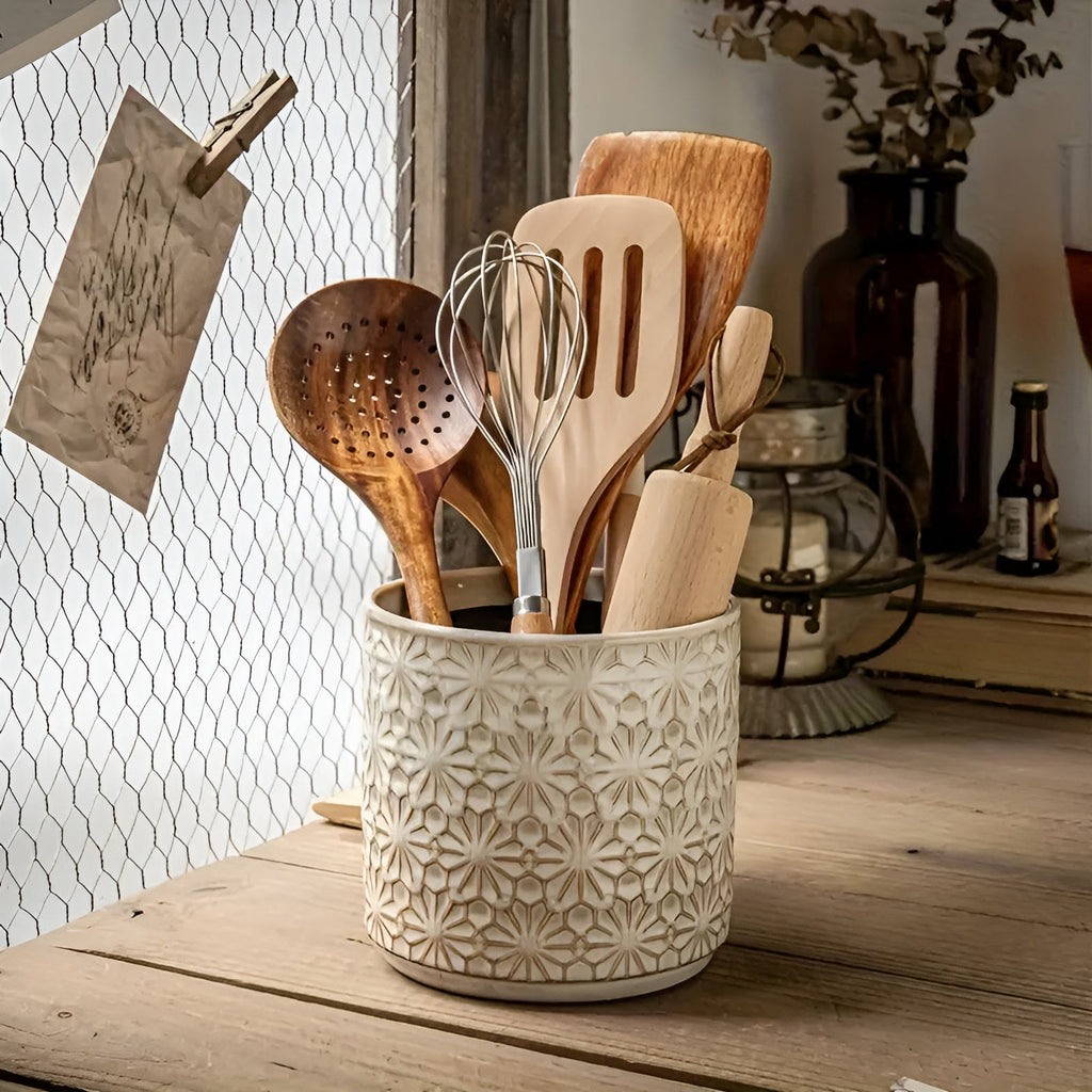 Bloom Craft Ceramic Utensil Holder — alternate angle view