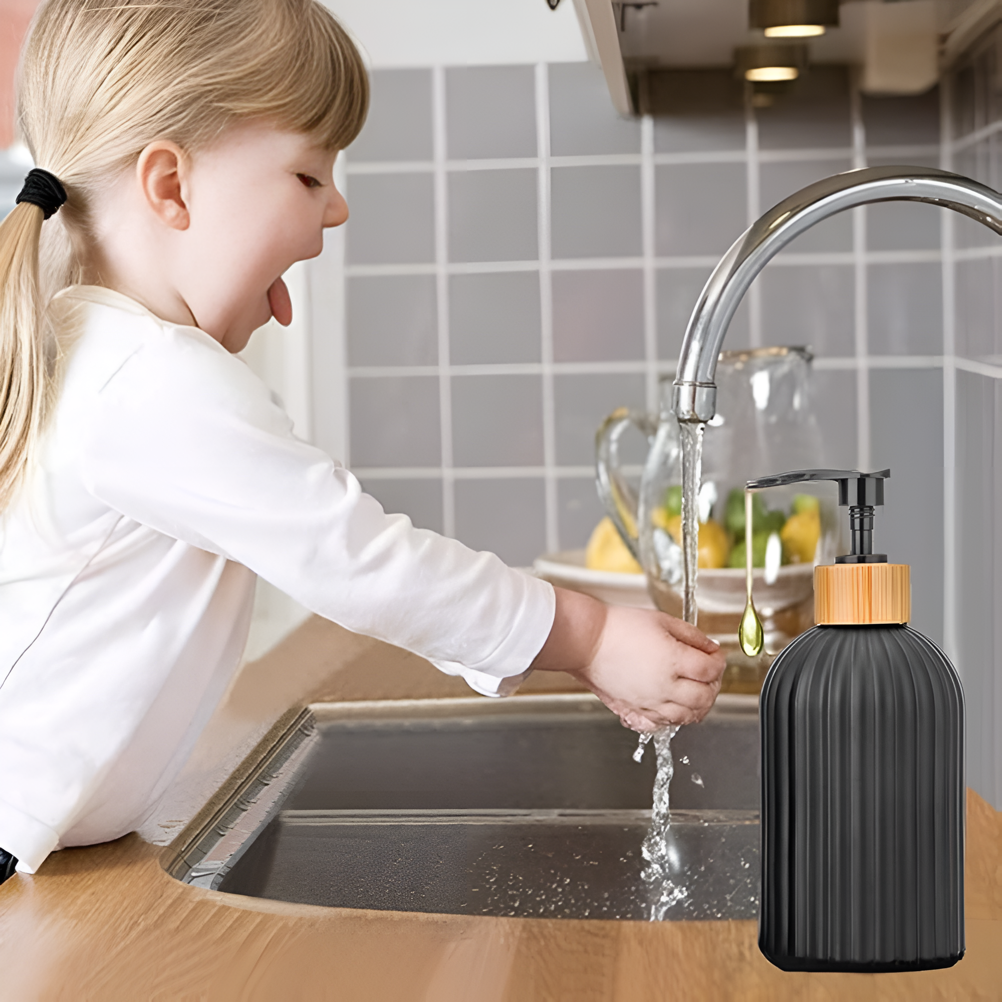 Minimalist Bamboo Pump Soap Dispenser — product detail view
