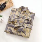 Elegant Leaf Print Kimono Bathrobe — main product photo