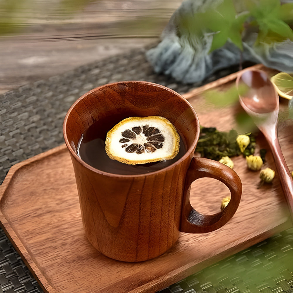Rustic Japanese Style Wooden Mug — product in use