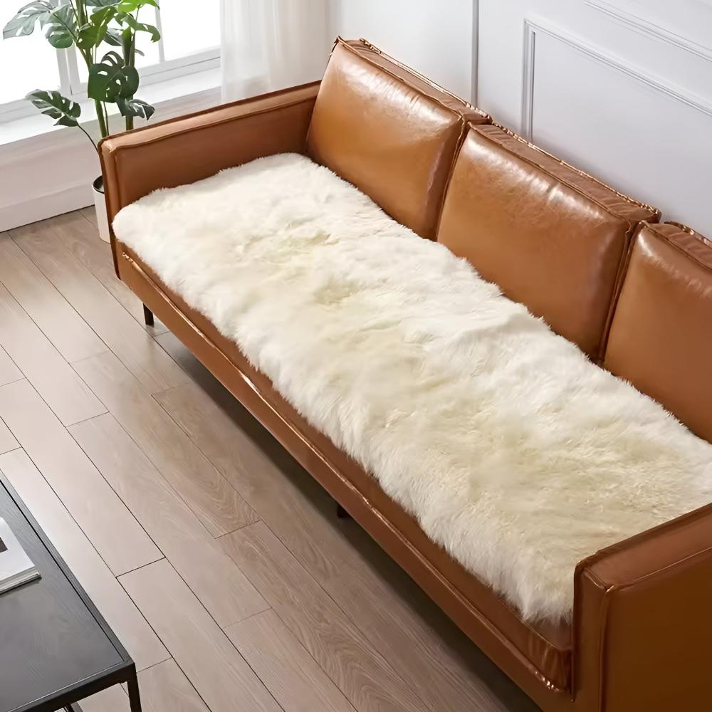 Faux Fur Plush Couch Cover — product detail view