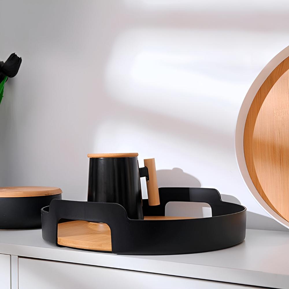 Kaia Modern Bamboo Tray — product in use