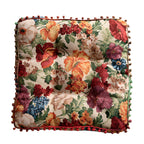 Retro Floral Bohemian Tassel Cushion — alternate angle view