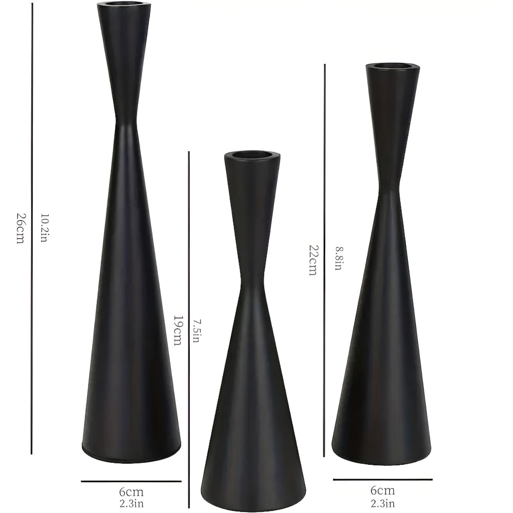 Sleek Nordic Brass Waist Candlestick| 3pcs Set — alternate angle view