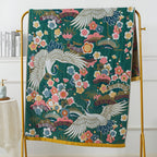Lush Flower Cranes Bath Towel — product detail view