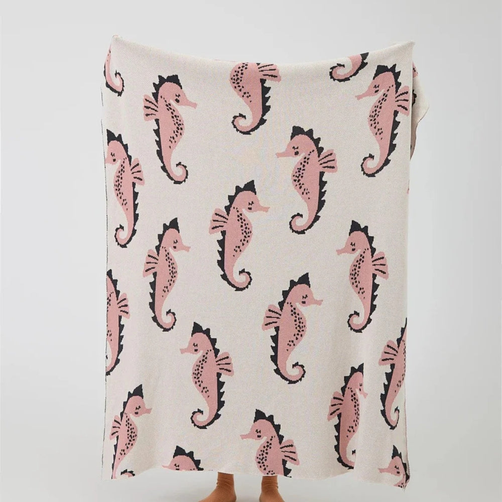 Nautical Seahorse Throw Blanket — additional view