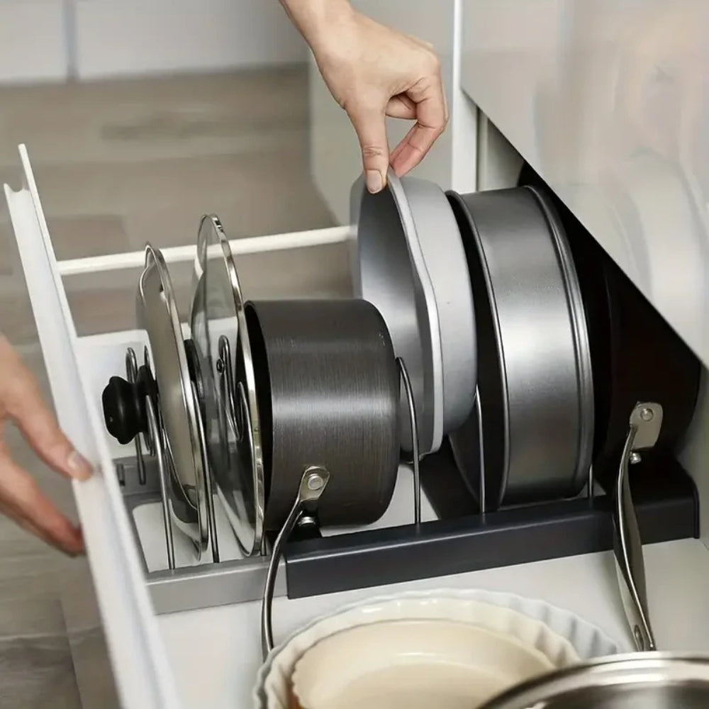 Expandable Pot and Pans Organiser Rack — product detail view