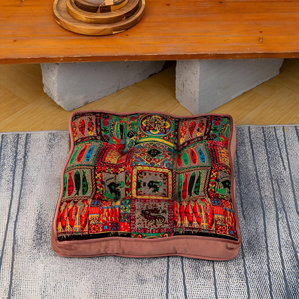 Moroccan Inspired Tie-Strap Cushion — alternate angle view
