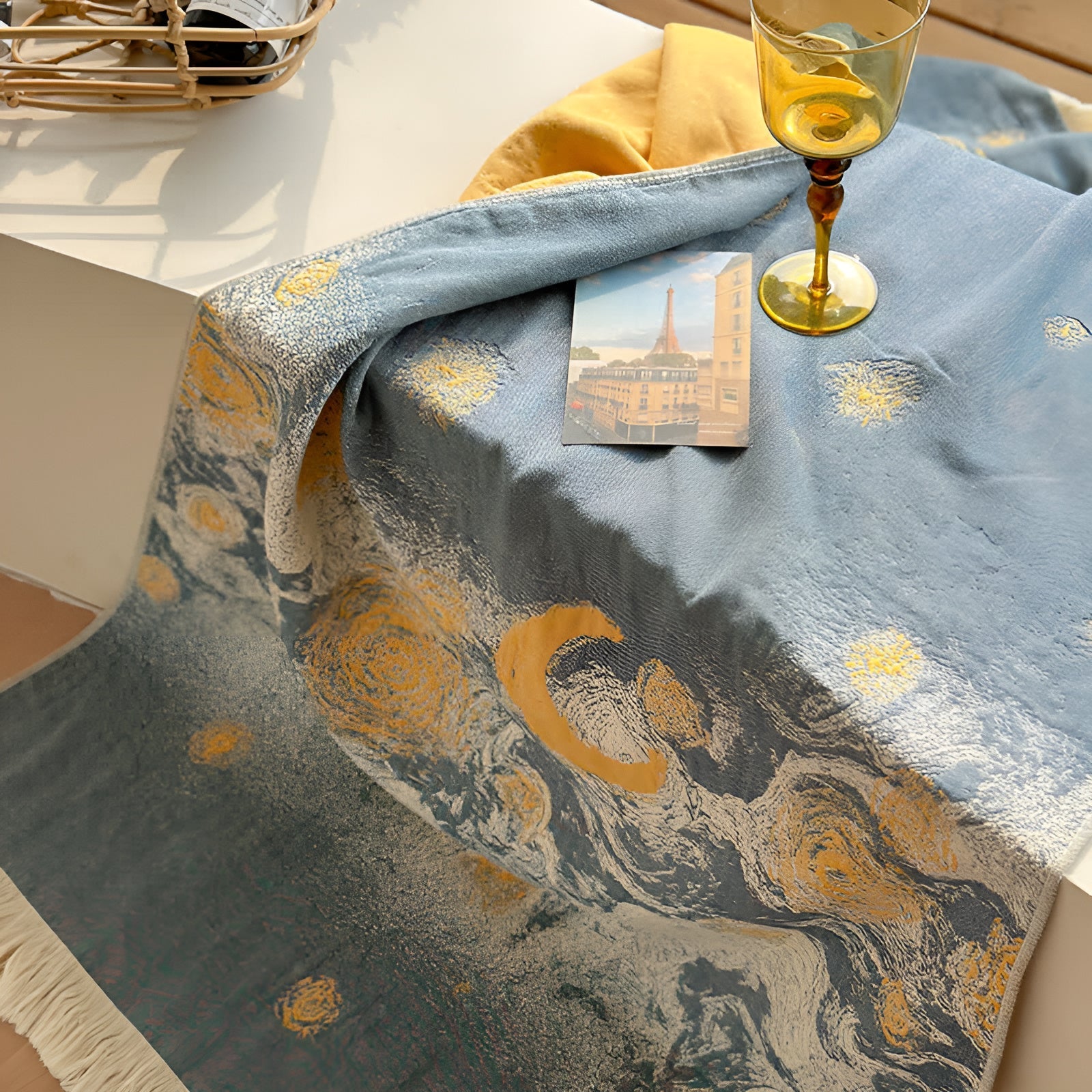 Midnight Swirls Cotton Towel — product in use