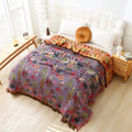 Botanic Floral Cotton Tassel Blanket — main product photo