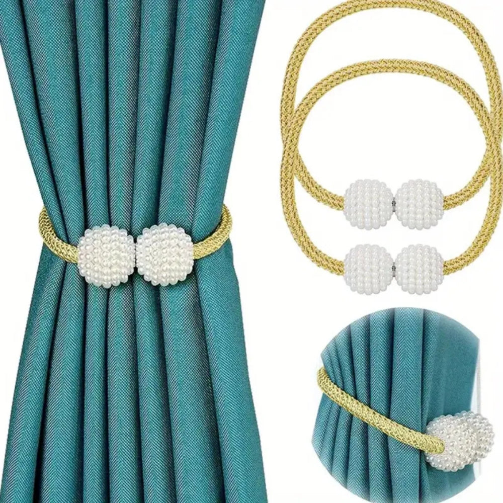 Magnetic Pearl Curtain Tie Back | 2pcs Set — product detail view