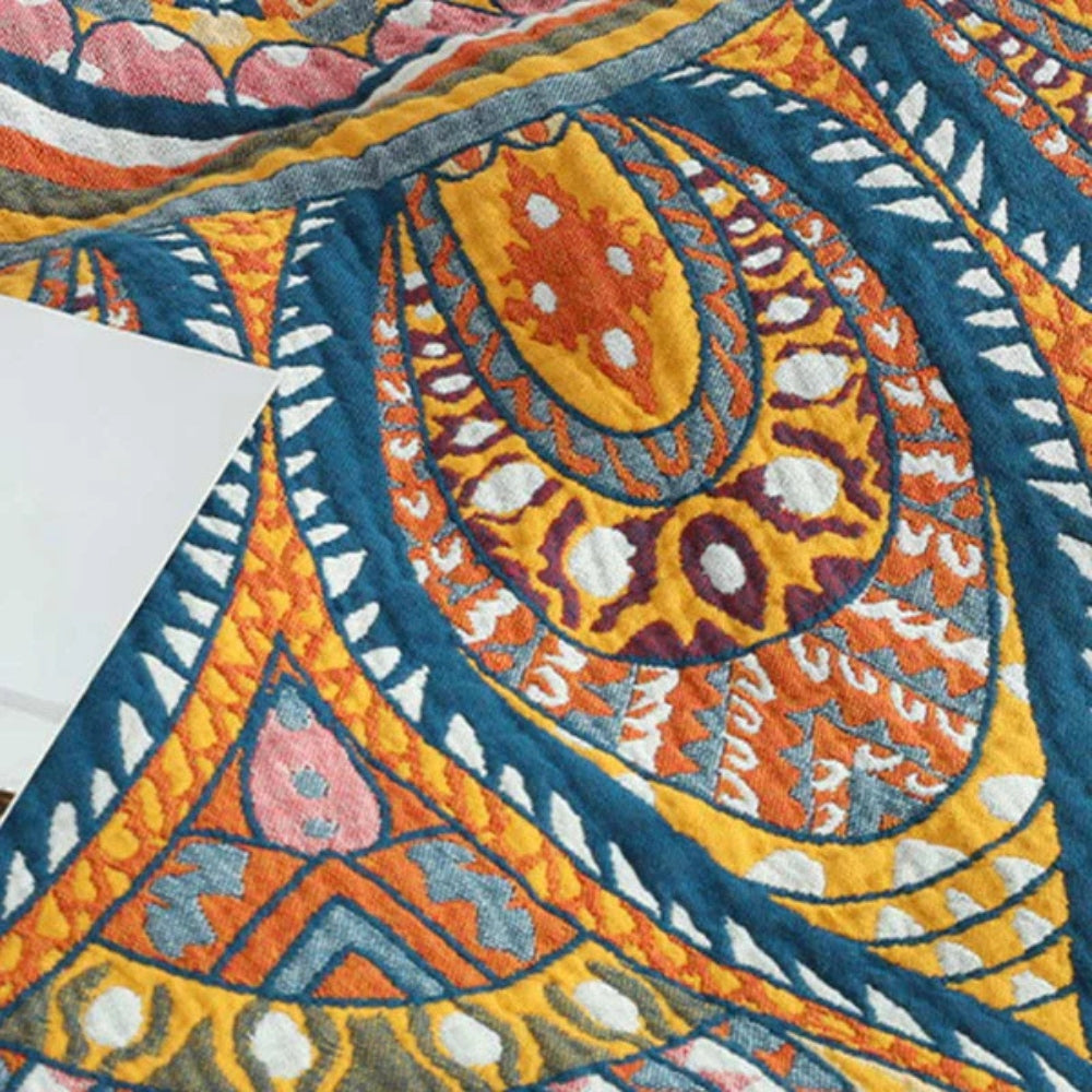 Golden Lotus Comfort Reversible Blanket — lifestyle shot
