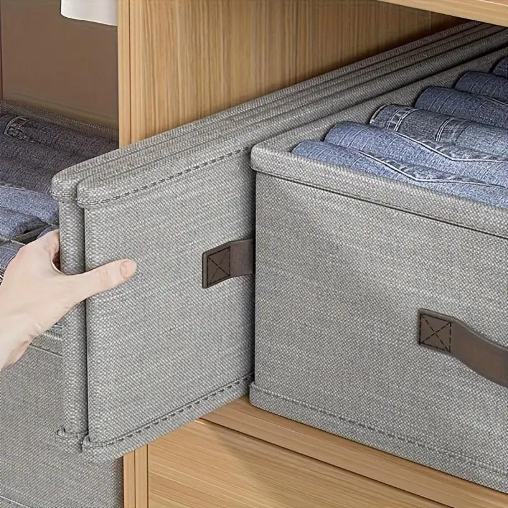 Modern Gray Linen Storage Container — product close-up