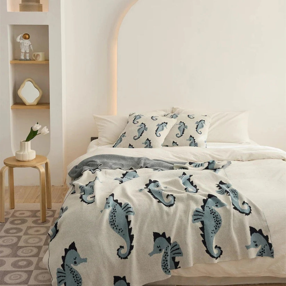 Nautical Seahorse Throw Blanket — main product photo