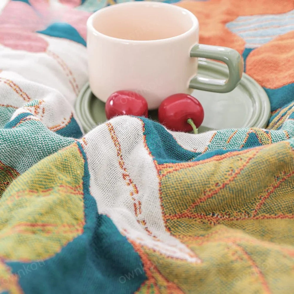 Garden-Inspired Cotton Gauze Blanket — product close-up