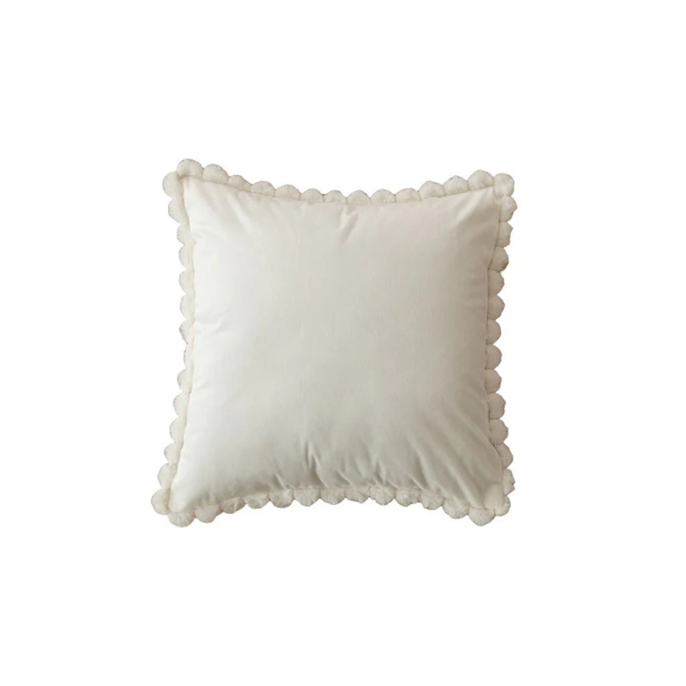 Velvet Pom-Pom Trim Cushion Cover — alternate angle view