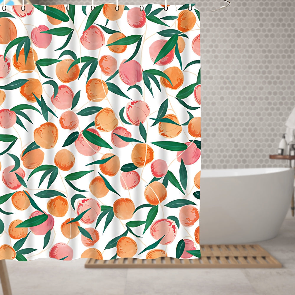 Fresh Peach Paradise Shower Curtain — product in use