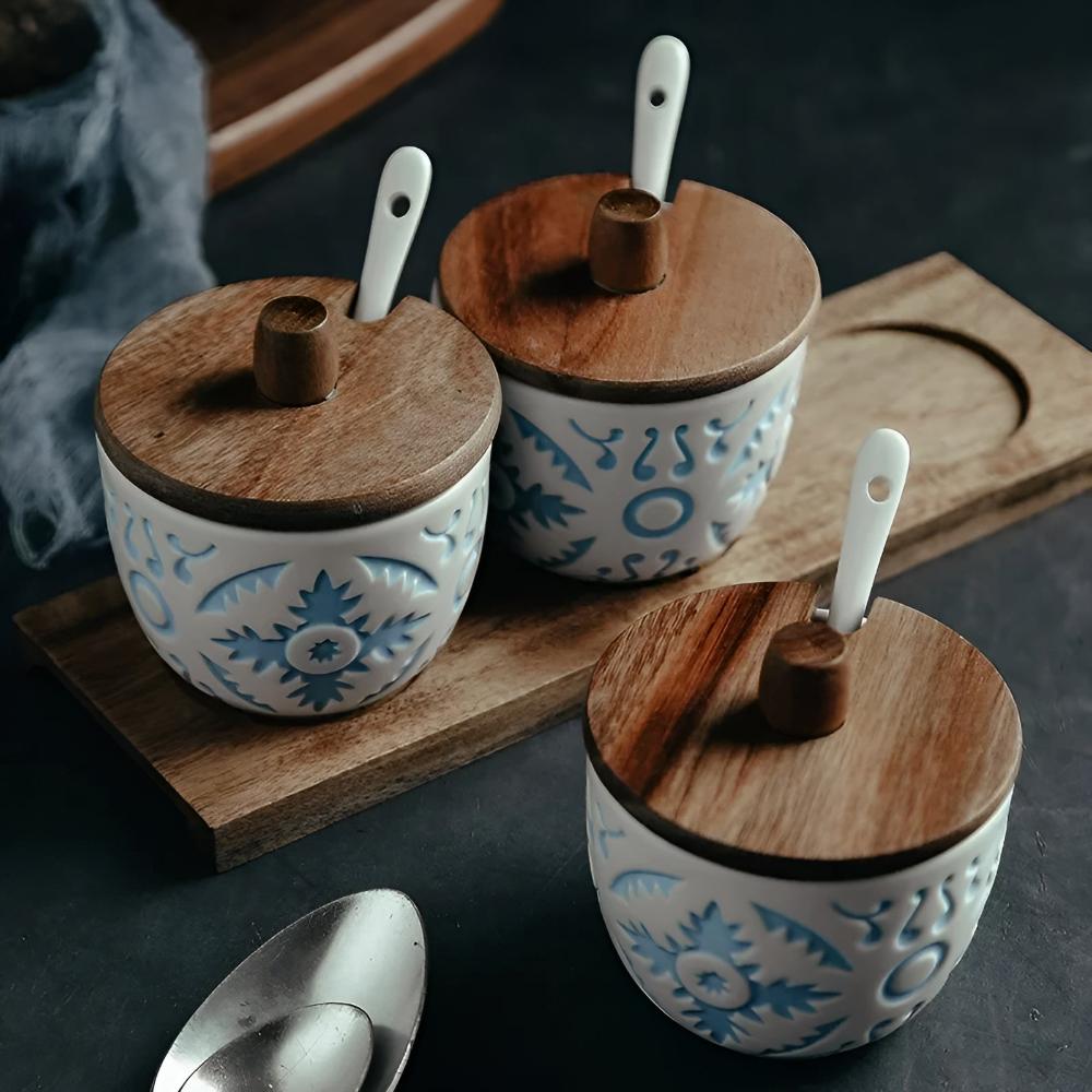 Ceramic Spice Jars Set — product close-up