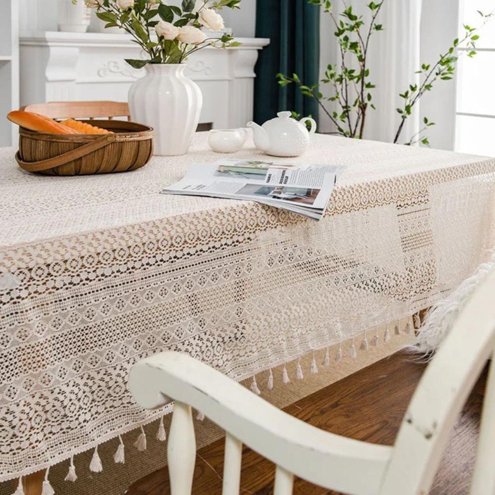 Vintage Lace Hollow Crochet Tablecloth — product close-up