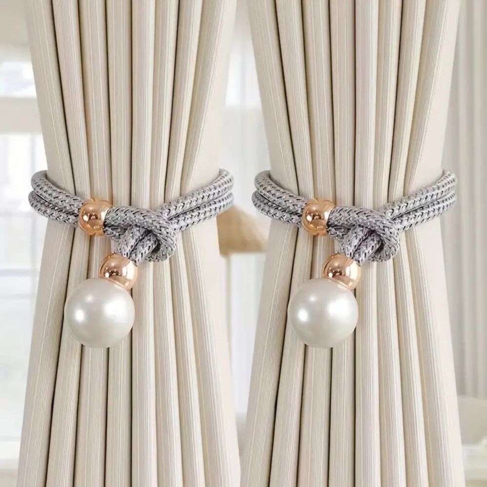 Lustrous Pearl Curtain Tie Back | 2 Pcs Set — product in use