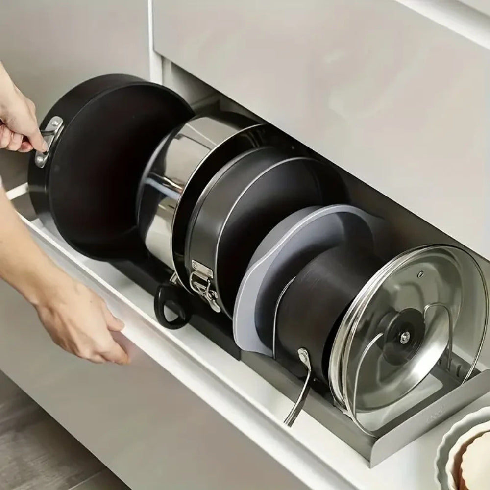 Expandable Pot and Pans Organiser Rack — alternate angle view