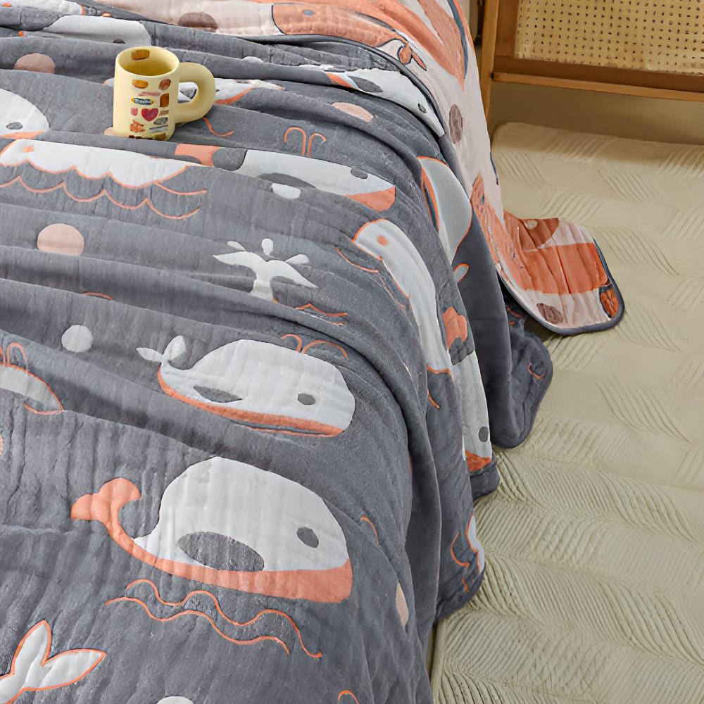 Ocean Dreams Whale Cotton Blanket — product close-up