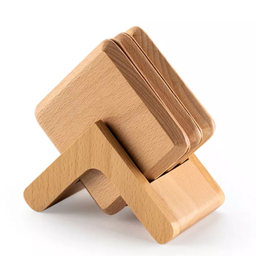 Sleek Stack Wooden Coaster Set | 6pcs — product detail view