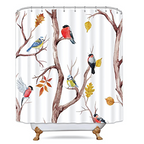 Natural Style Bird & Tree Branches Shower Curtain — alternate angle view