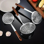 Stainless Steel Wooden Strainer Ladle — main product photo